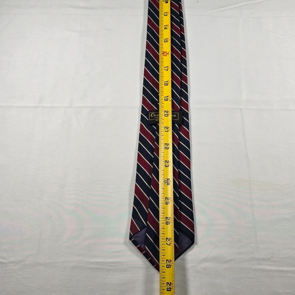 Count Dino‎ Italian Style Tie Navy Burgundy Stripe Men's Business Classic